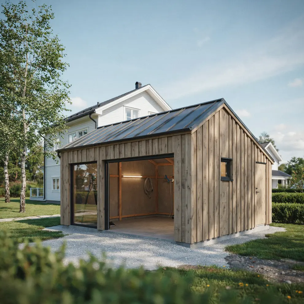 konstruktion av attefallstillbyggnad attefallsgarage ystad skane